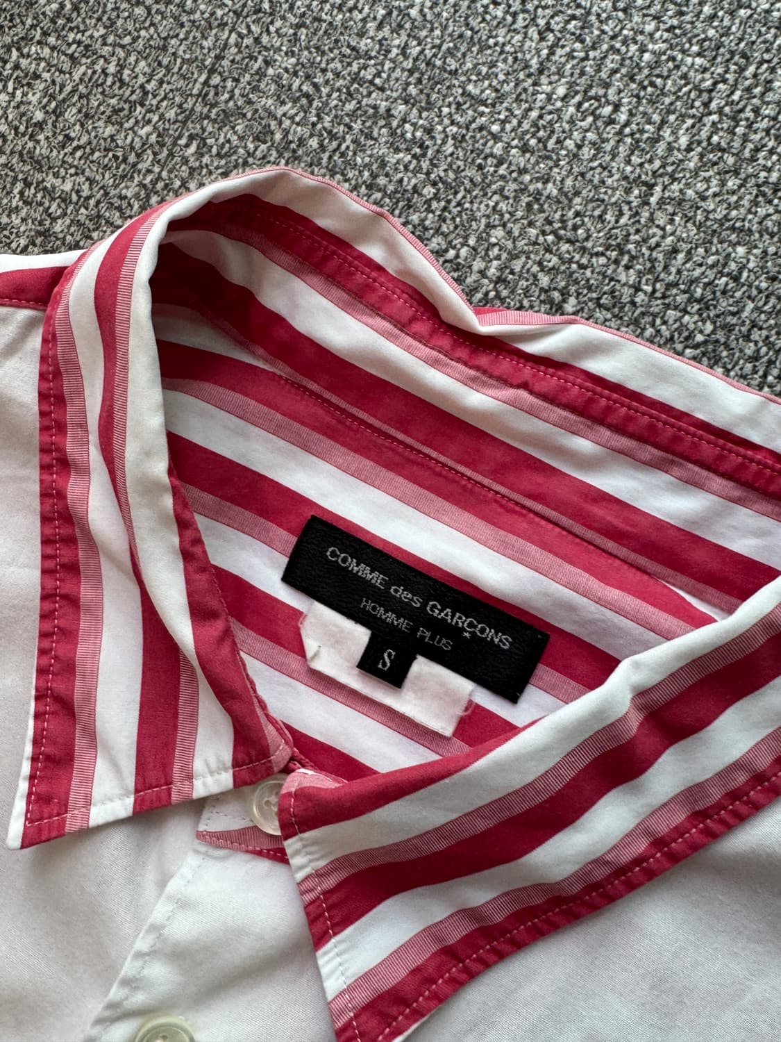 꼼데가르송 옴므 플러스 스트라이프 배색 셔츠 레드 S  상품이미지7