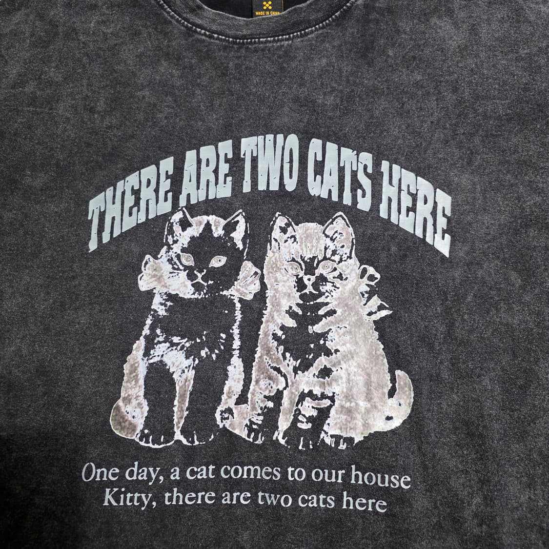 (F)고양이 프린팅 피그먼트 반팔 티셔츠 상품이미지2