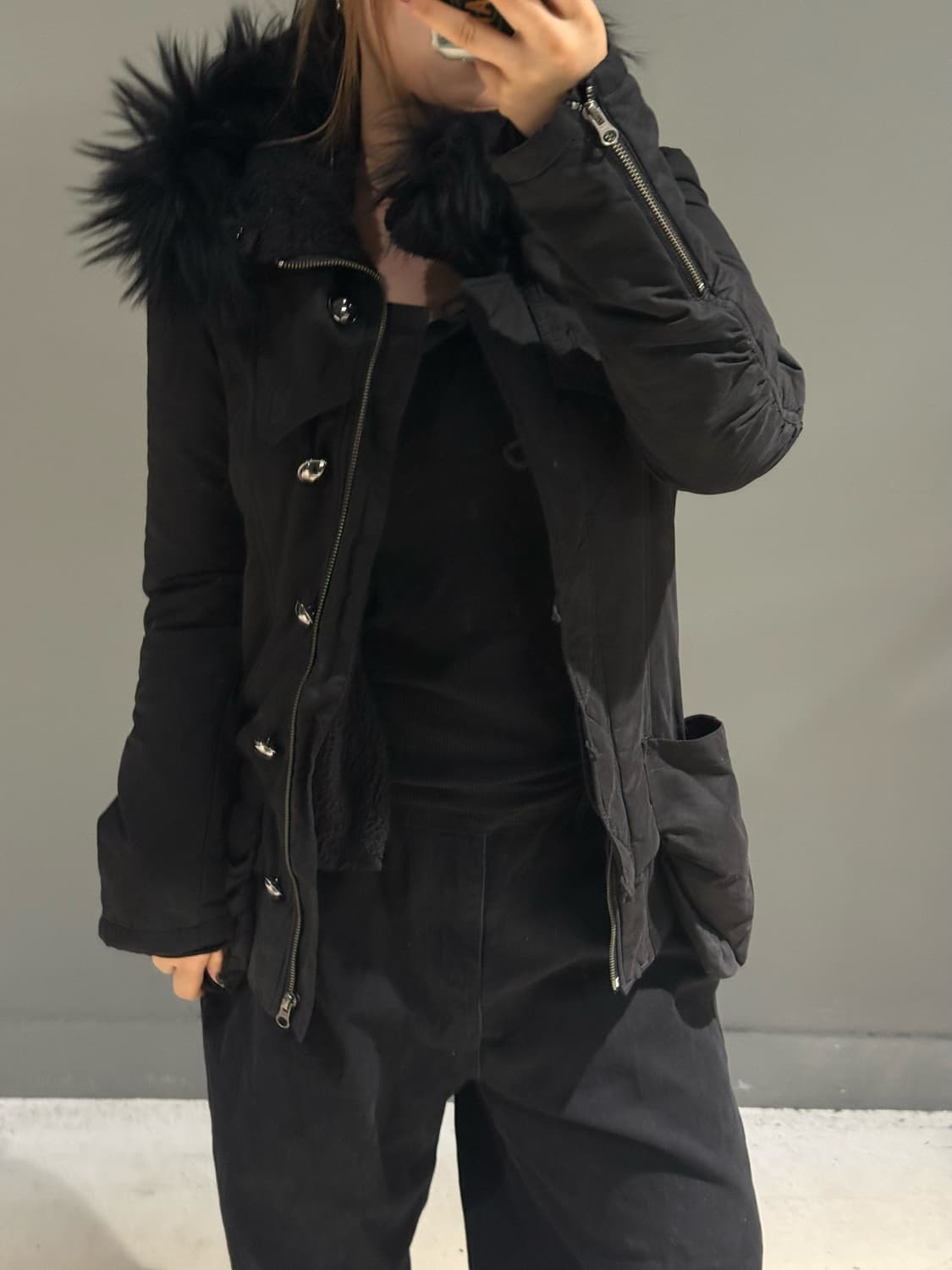 Lip service button-up fur hood jumper 상품이미지4