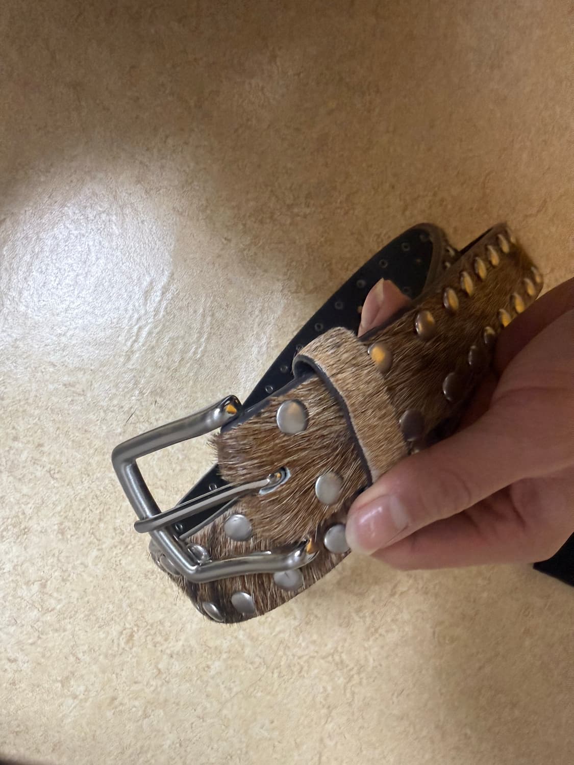 스투시 8볼 스터드 벨트 로우 카우하이드 헤어 L/XL 상품이미지5