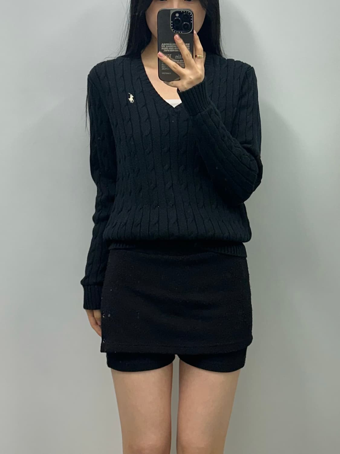 폴로 랄프로렌 신형 블랙 브이넥 꽈배기 니트 상품이미지1