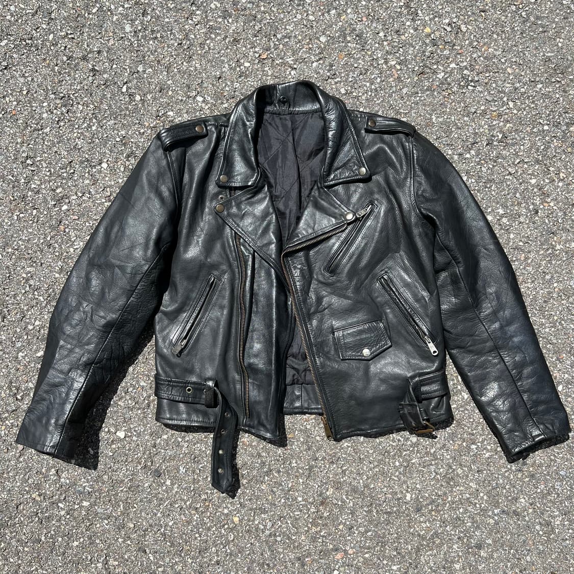 80s~90s Echtes Leder Double Rider Jacket 상품이미지2