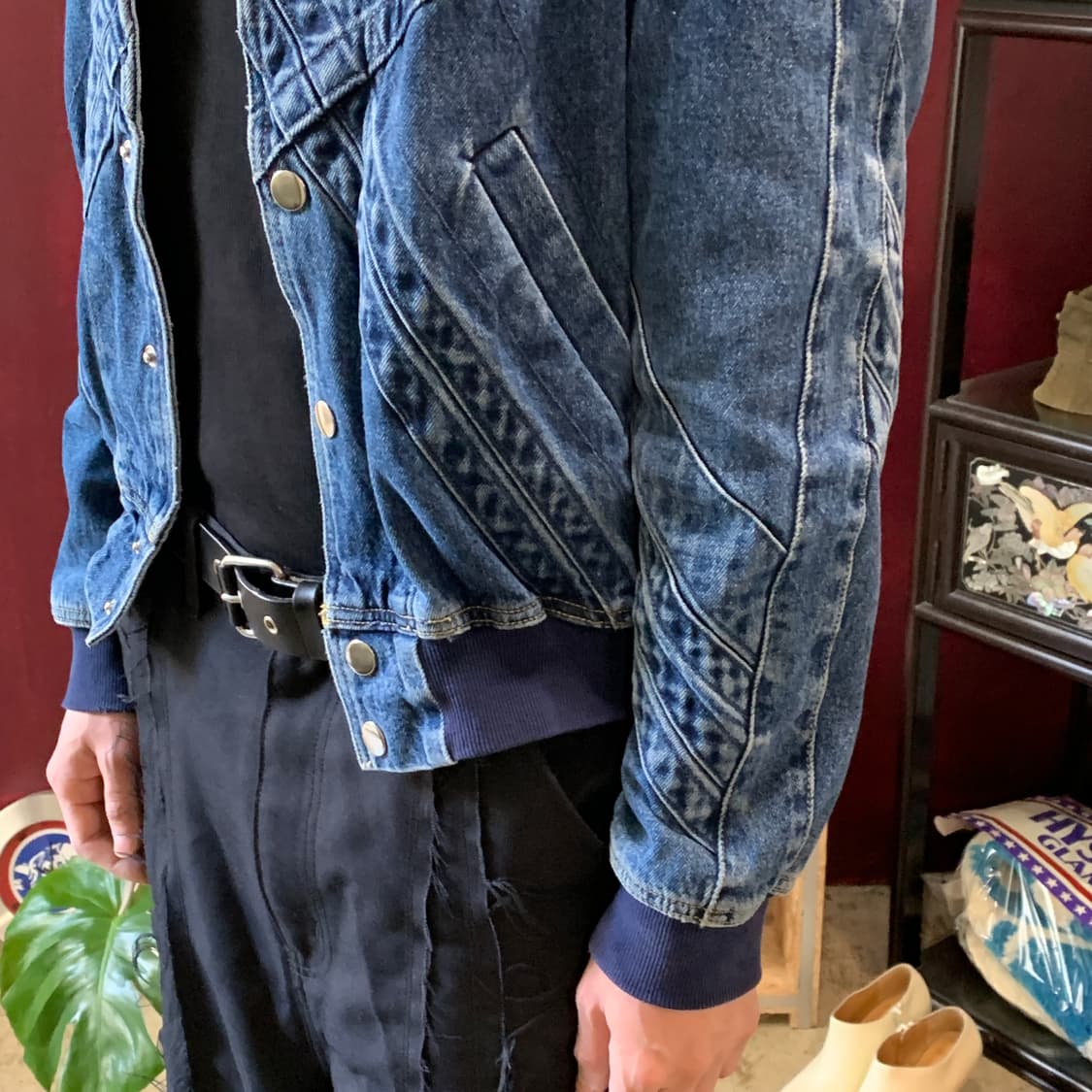 스테판 쿡 패널 데님 바시티 봄버 상품이미지5