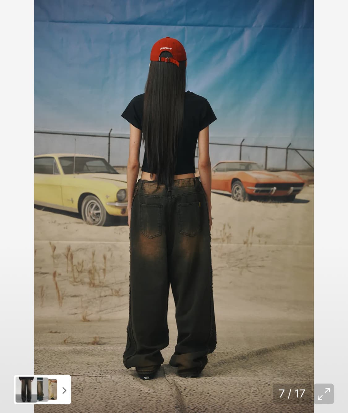 비에스래빗 와이드 데님 팬츠 빈티지 워싱 상품이미지3