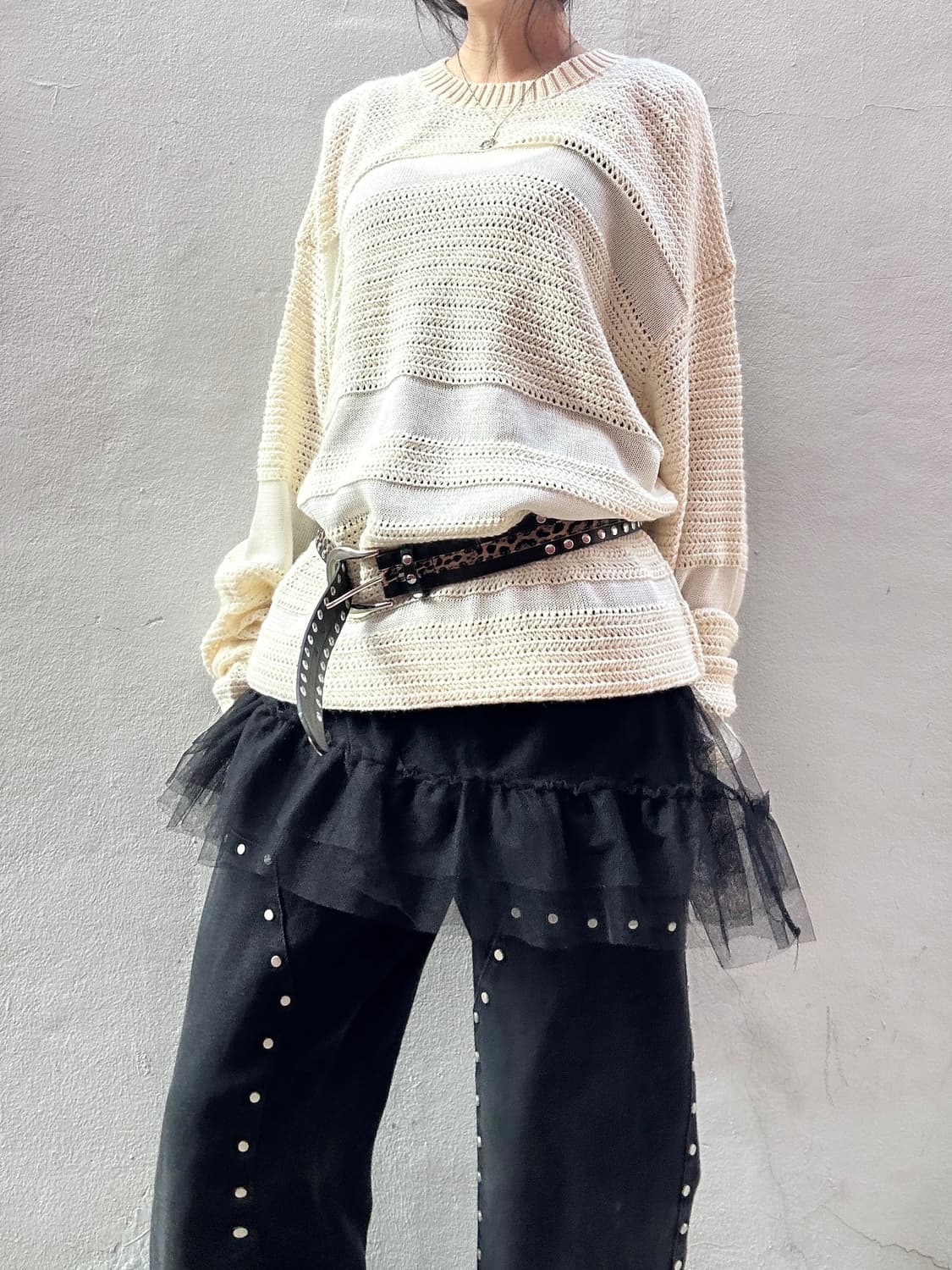 Leopard mix belt / black 상품이미지6