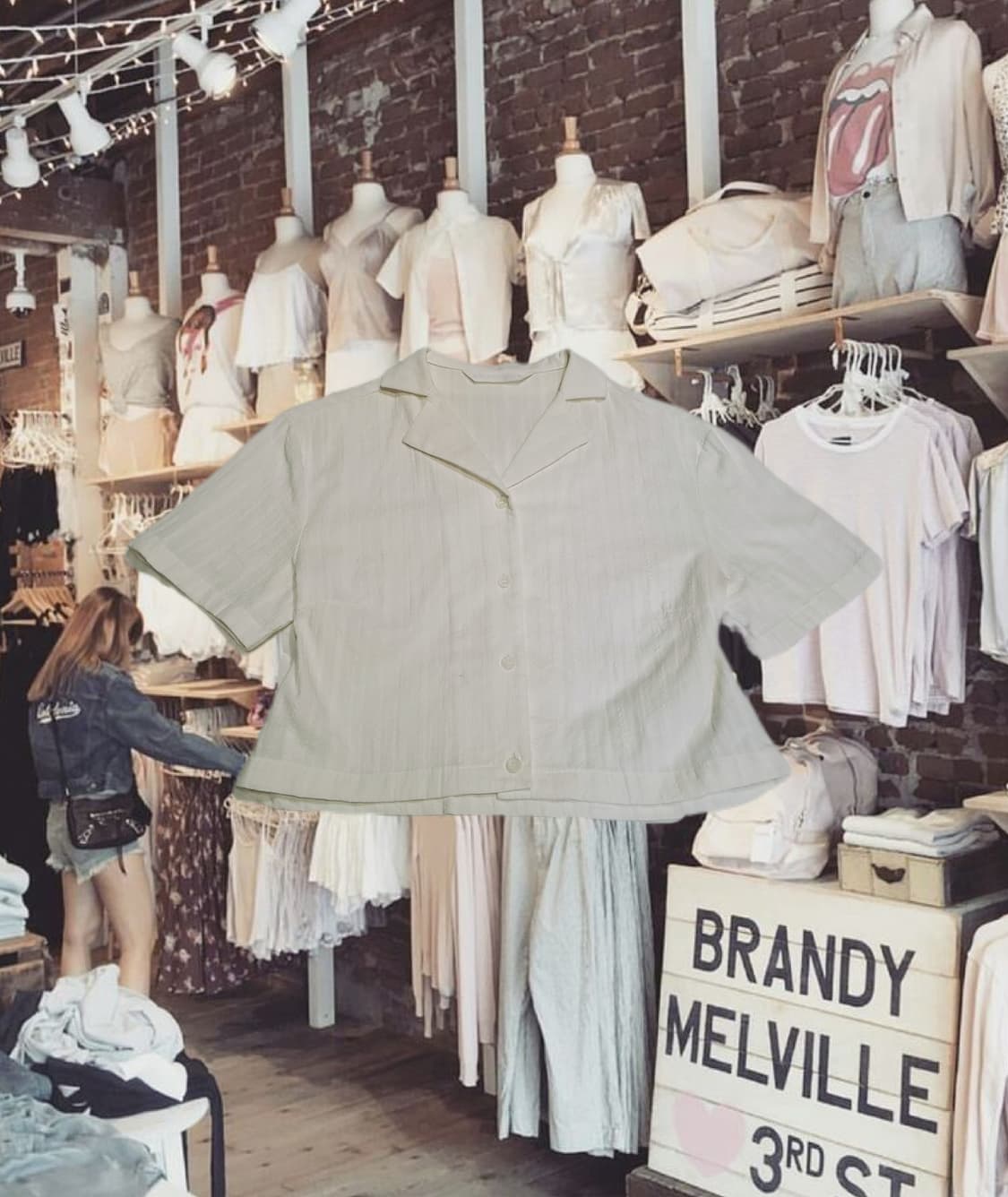 브랜디멜빌깔 샐러드볼즈 반팔크롭셔츠 아이보리 상품이미지1