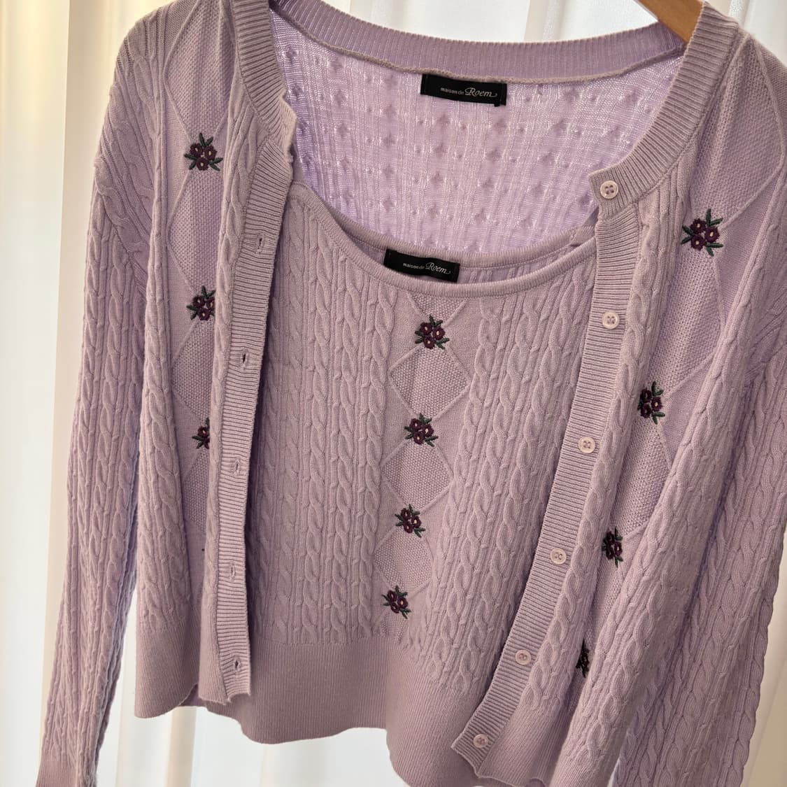 roem lavender cardigan set 상품이미지2