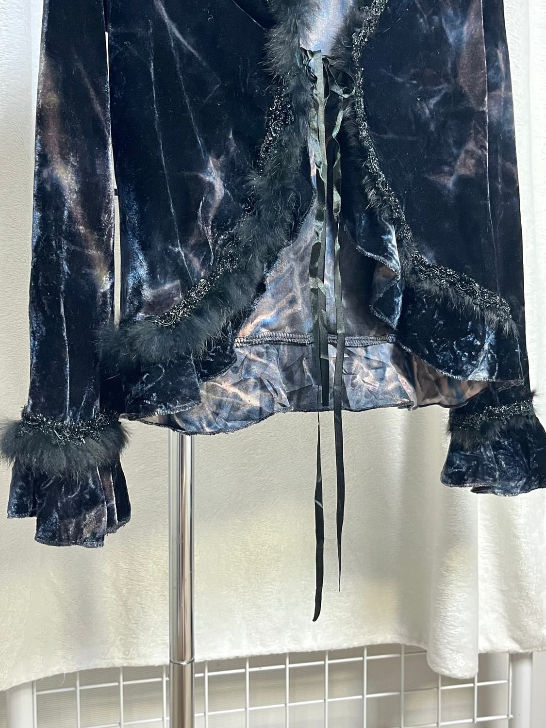 빈티지 퍼 디테일 벨벳 가디건 상품이미지9