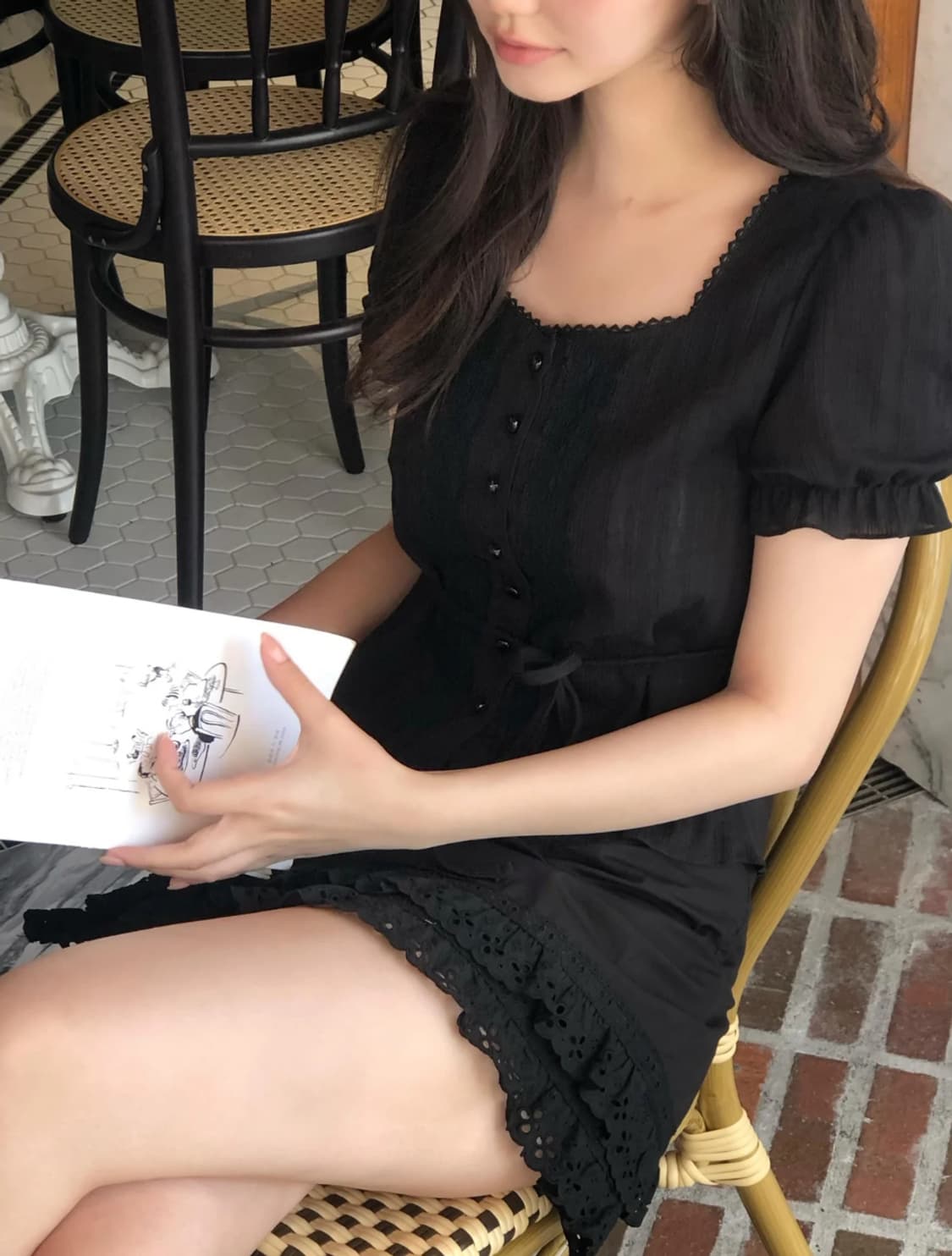 (미개봉) 제니오 펄 에스닉 블라우스 블랙 상품이미지1