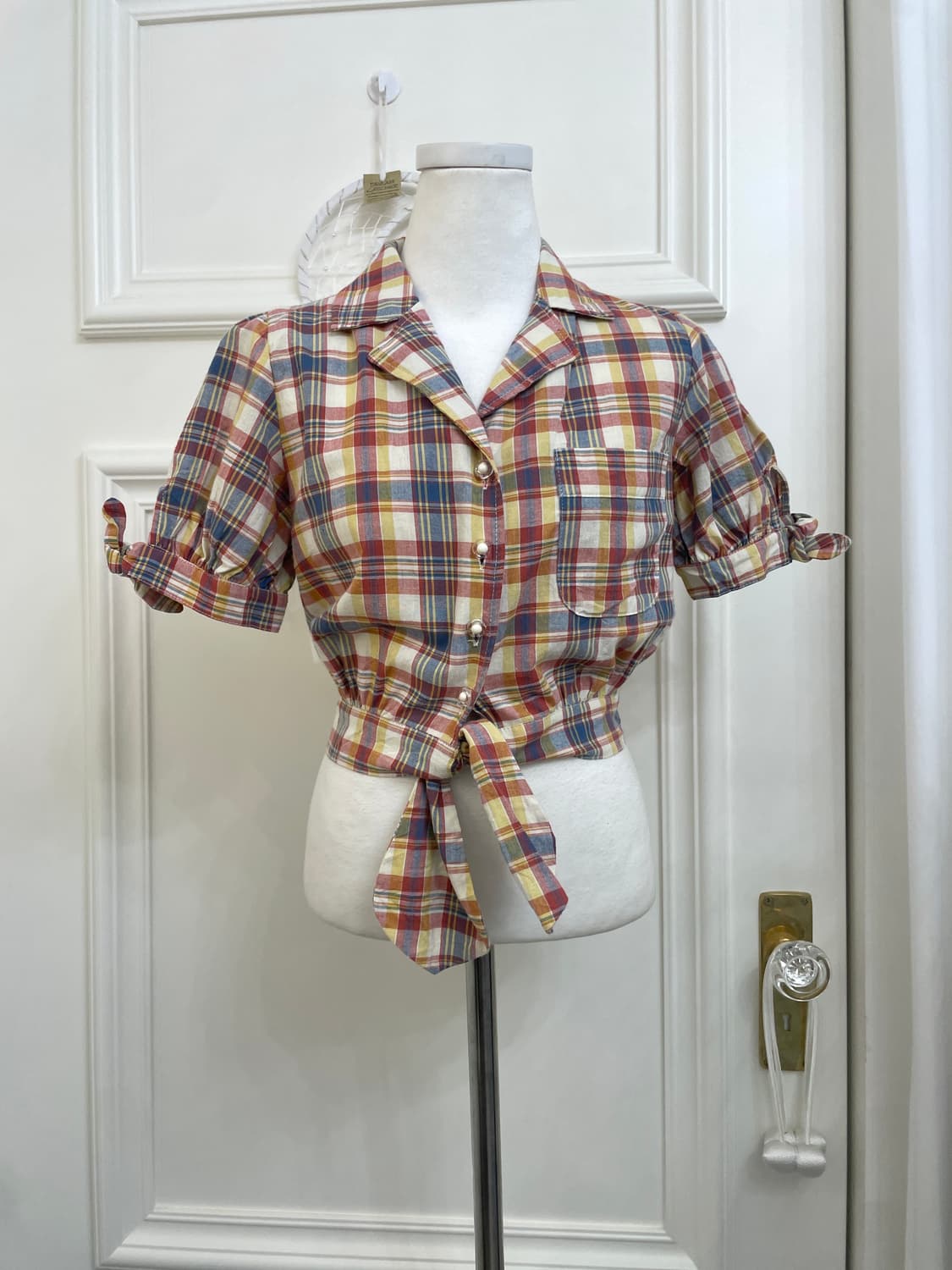 LIZ LISA red blue check bow point crop s 상품이미지1