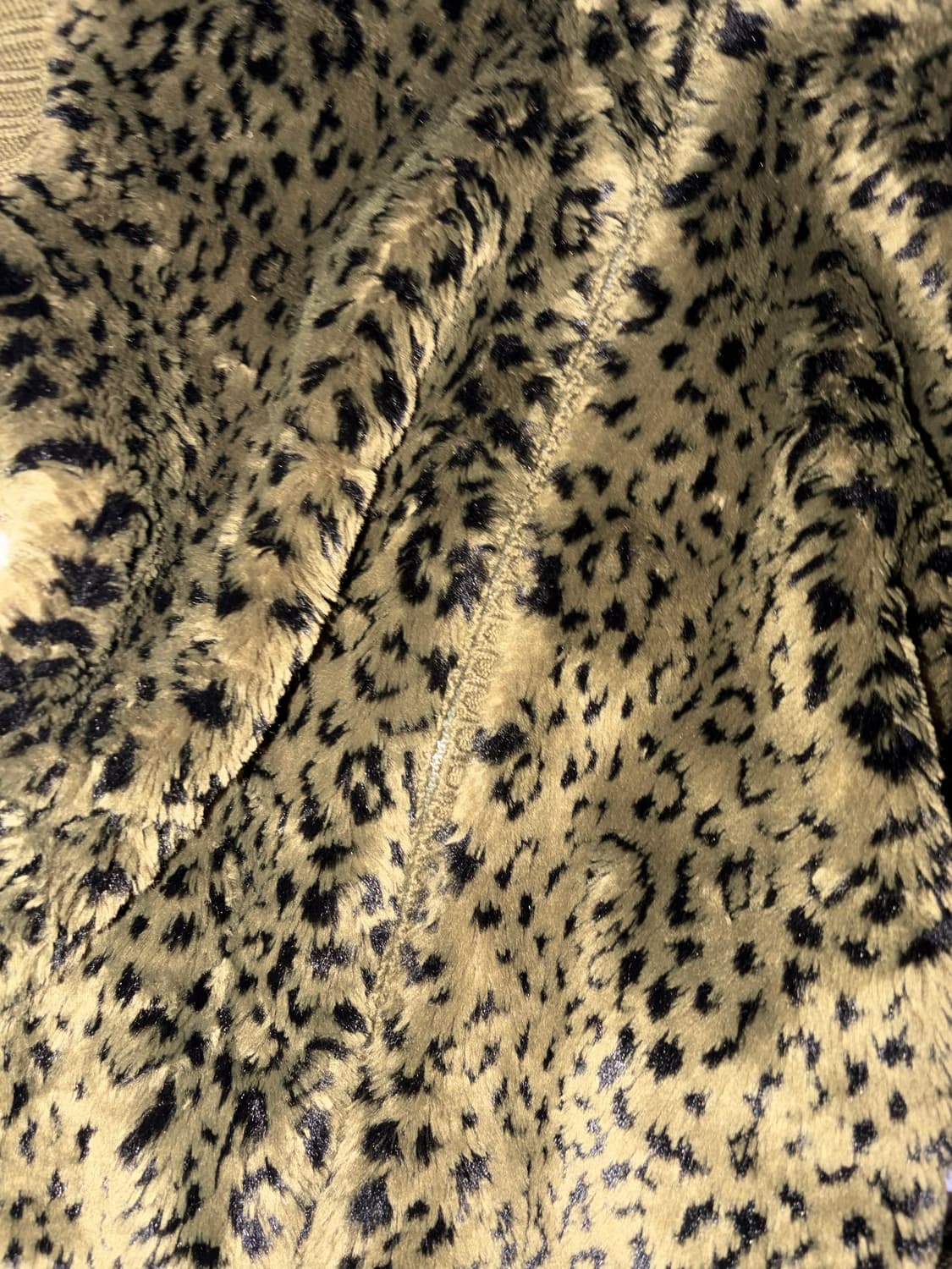 갸루 호피 레오파드 카키 하이넥 니트집업 오네갸루 상품이미지6