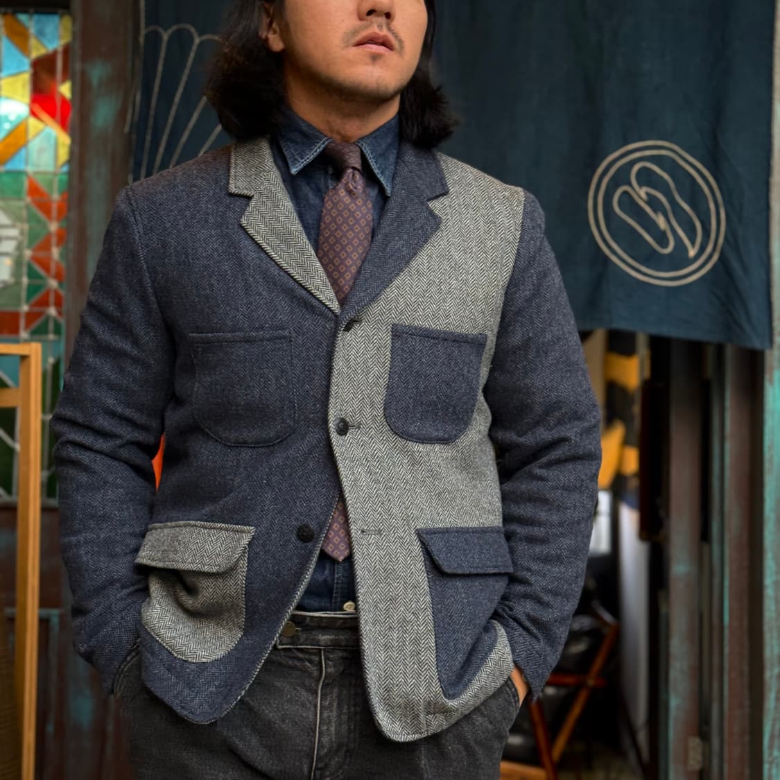 니서스호텔 울 블랜드 헤링본 자켓 L 상품이미지8