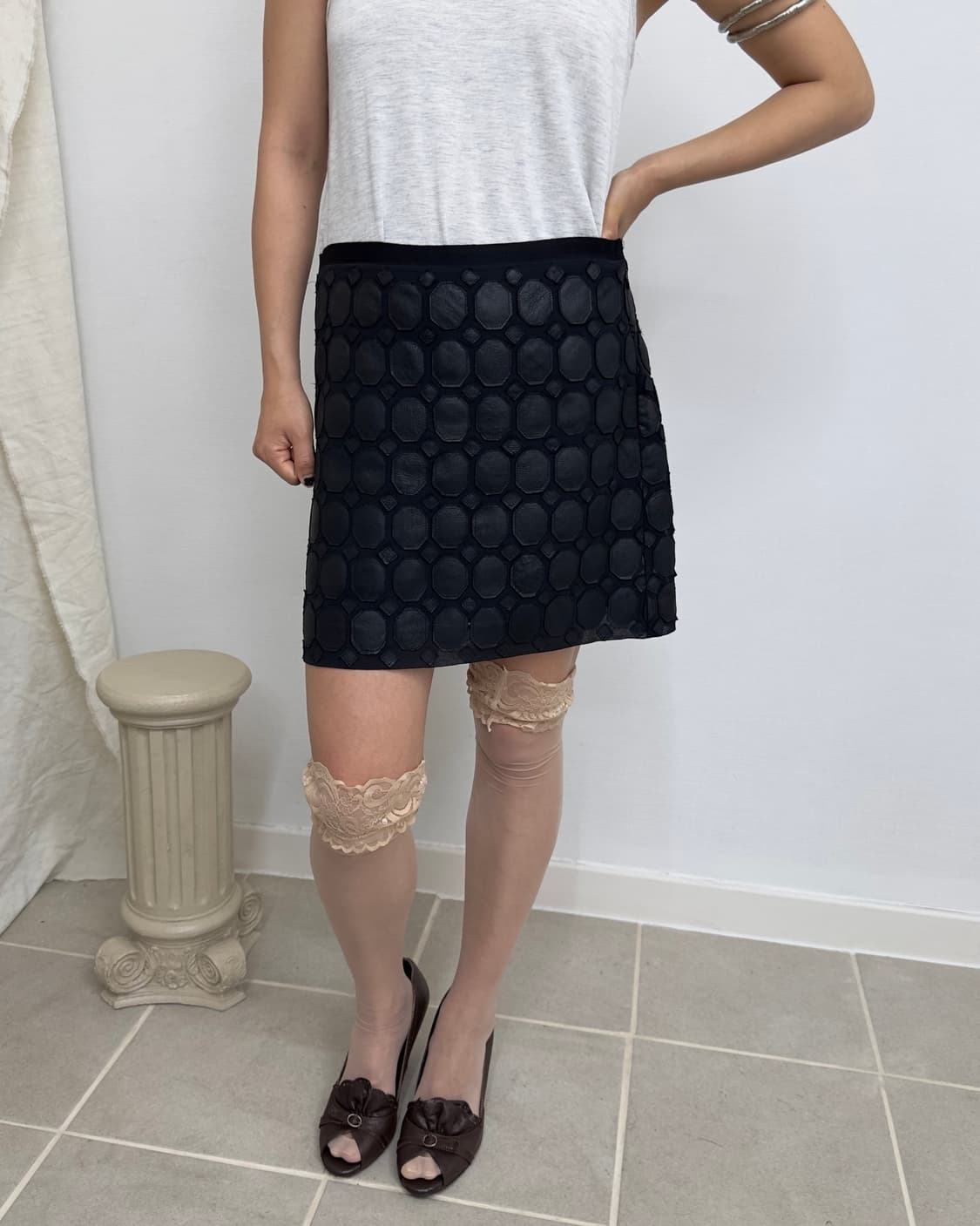 theory black leather skirt 상품이미지1