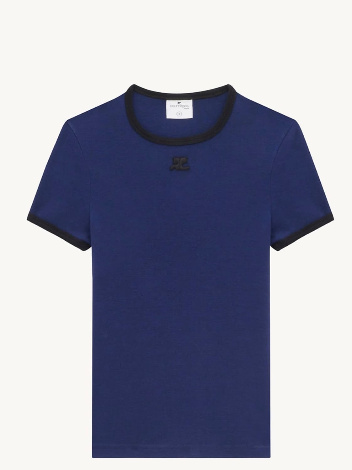 꾸레쥬 콘트라스트 반팔 티셔츠 네이비 상품이미지2