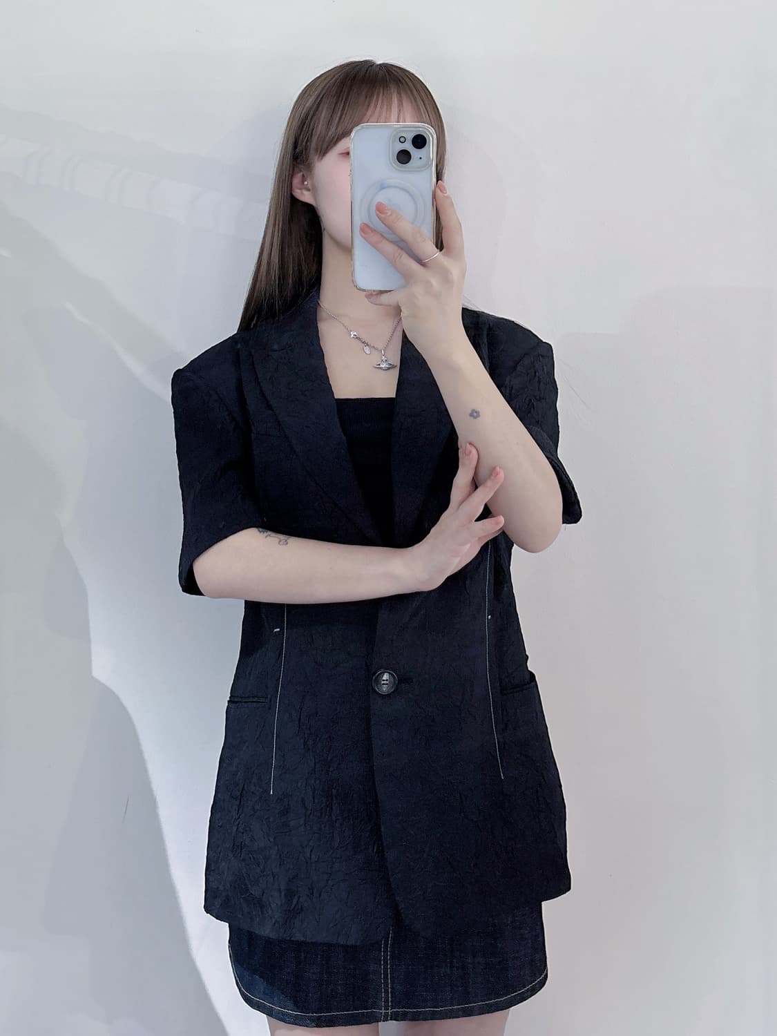 앤더슨벨 블랙 반팔 자켓 상품이미지1