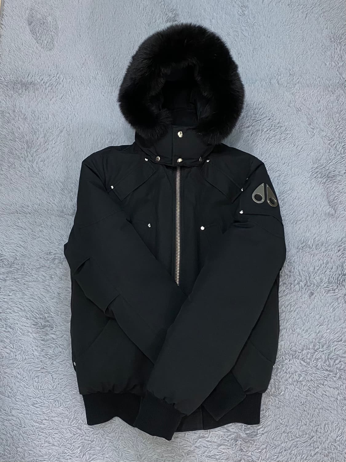 무스너클 발리스틱 봄버 패딩 블랙퍼 은색너클 블랙 S사이즈 상품이미지1