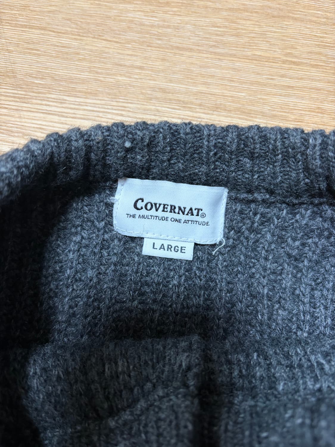 커버낫 C로고 라운드넥 니트 가디건 차콜 L 상품이미지2