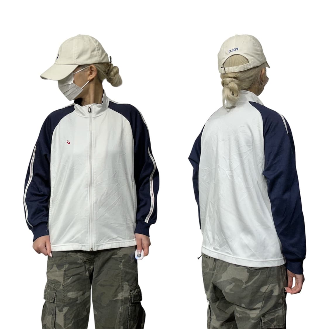 아식스 일본판 화이트 네이비 배색 사이드 라인 올드스쿨 트랙탑 져지 M 상품이미지1