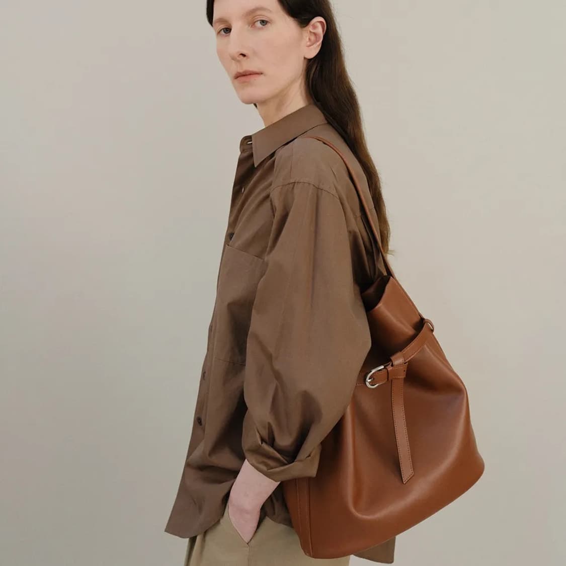 로서울 브라운 버킷백 상품이미지2