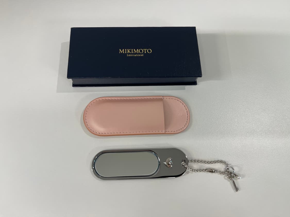 미키모토 펄 휴대용 하트 키 참 미니 컴팩트 거울 키링 MIKIMOTO 상품이미지1