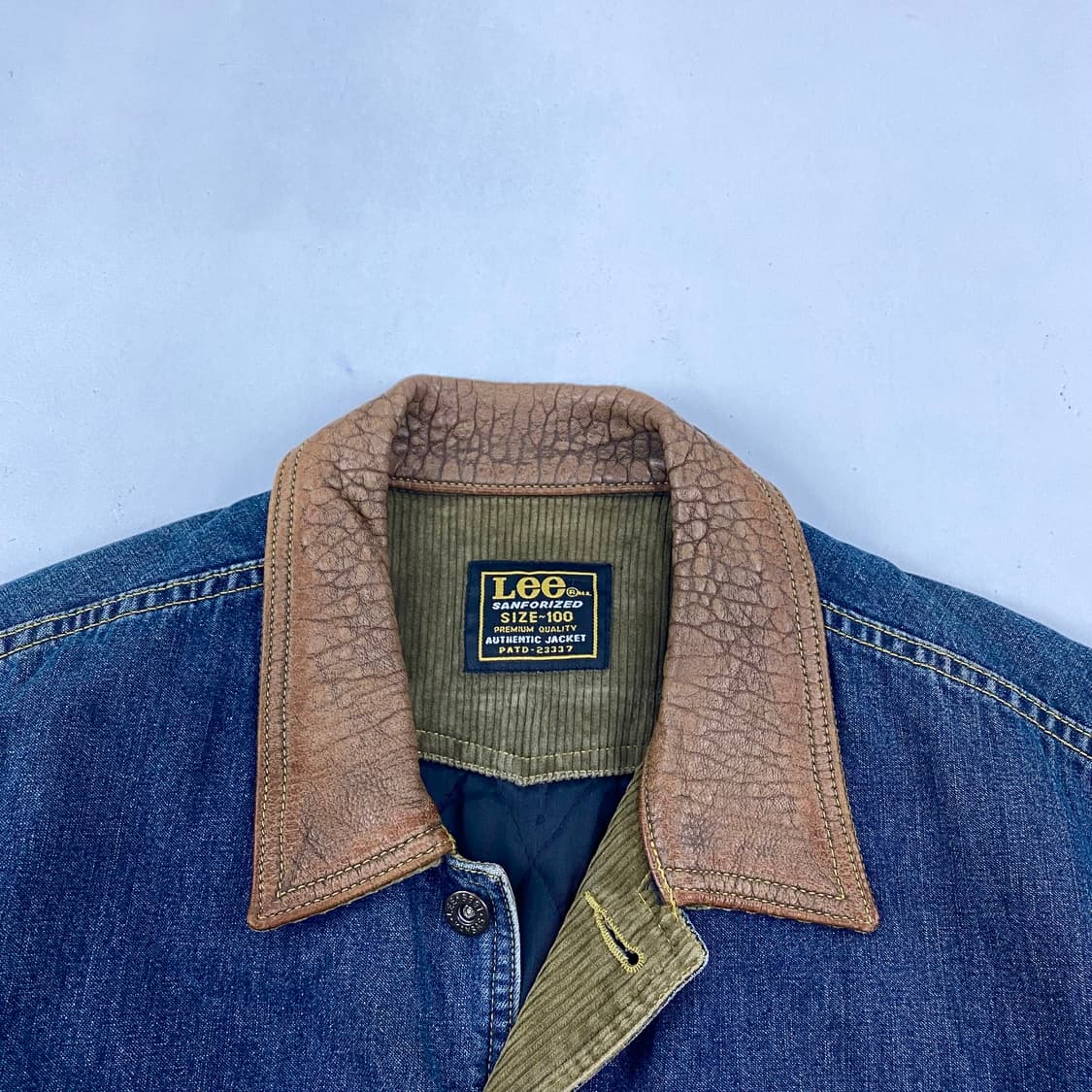 90s Lee 레더 카라 데님 트러커 자켓 (100) 상품이미지8