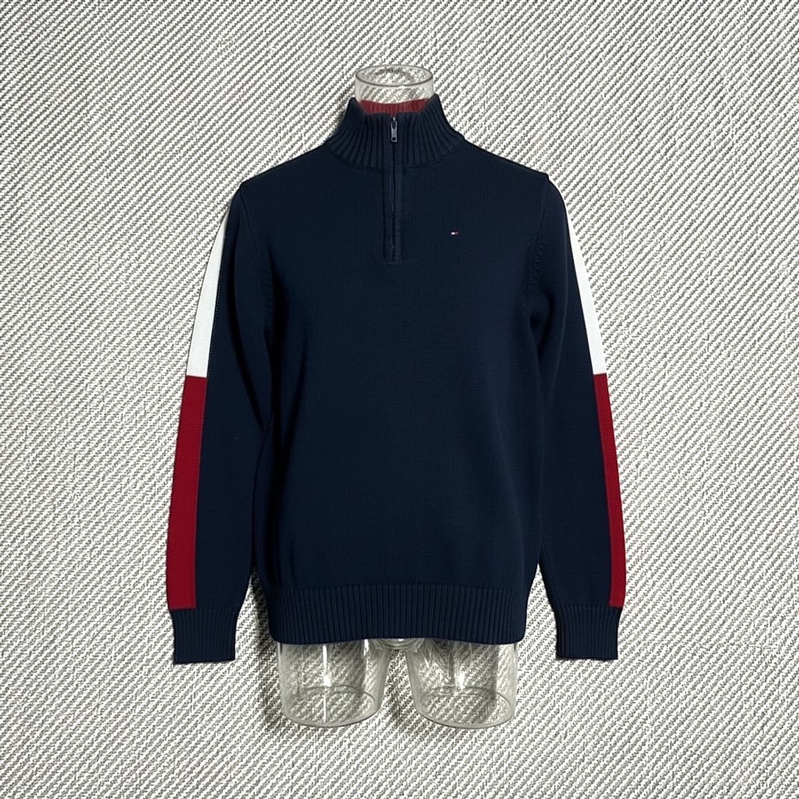 [S] Tommy 타미힐피거 우먼즈 네이비 반집업 코튼 니트 상품이미지1