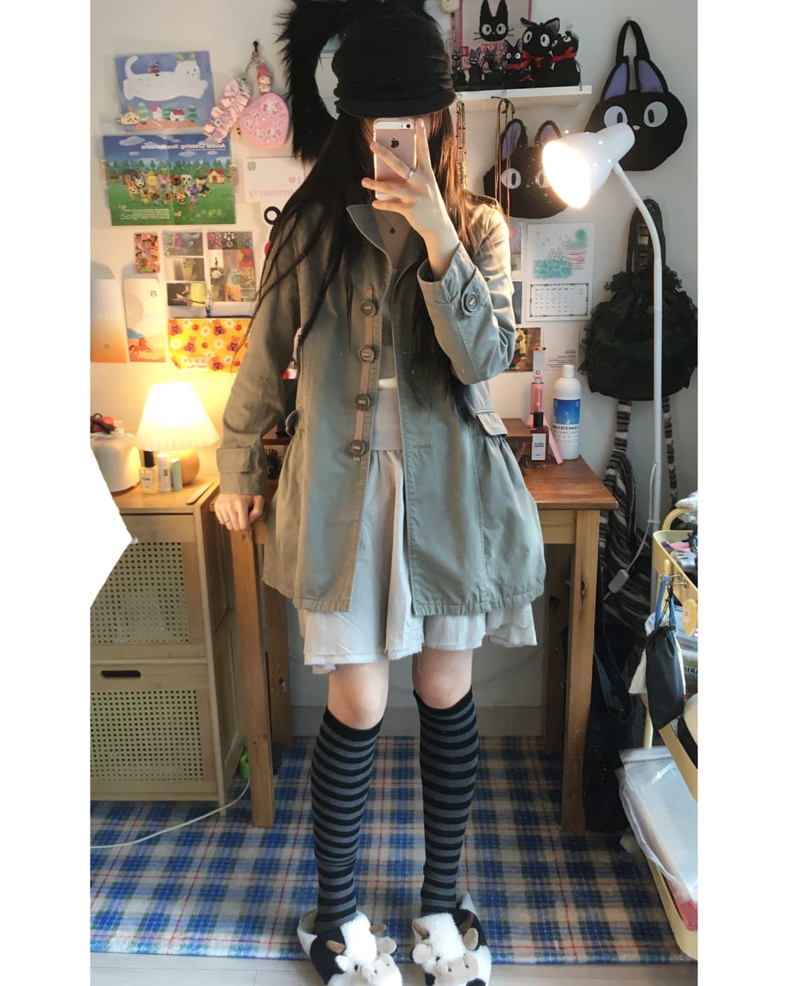 VINTAGE SAFARI CHECK LINING COAT BEIGE 상품이미지1