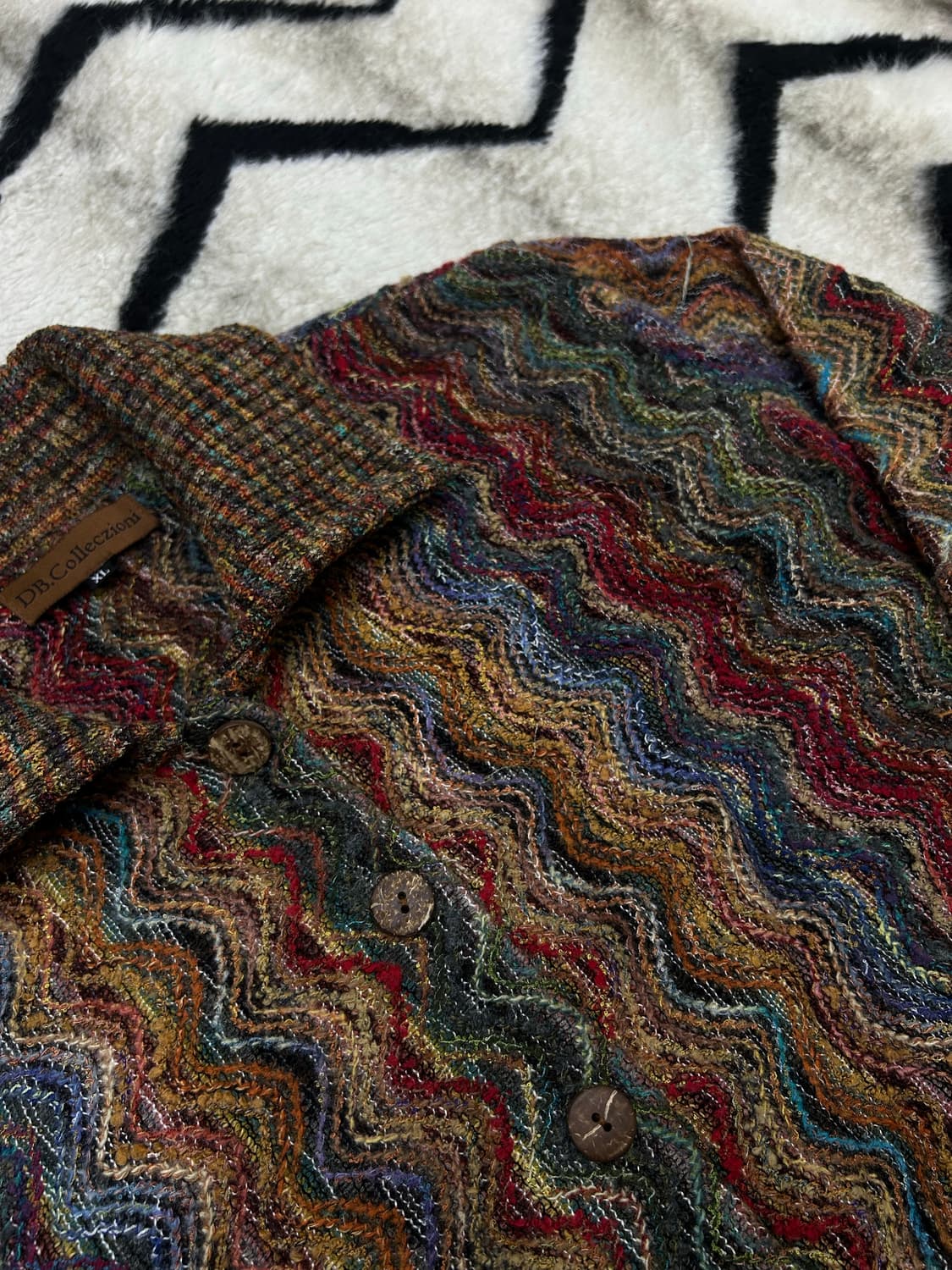 [XL]빈티지 멀티컬러 에스닉패턴 니트집업 자켓 상품이미지1