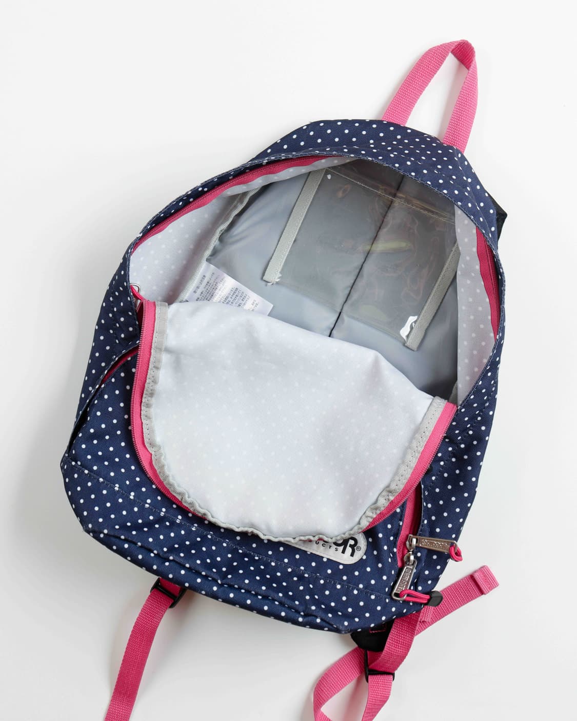 [OUTDOOR] 네이비 핑크 도트 라운드 백팩 상품이미지4