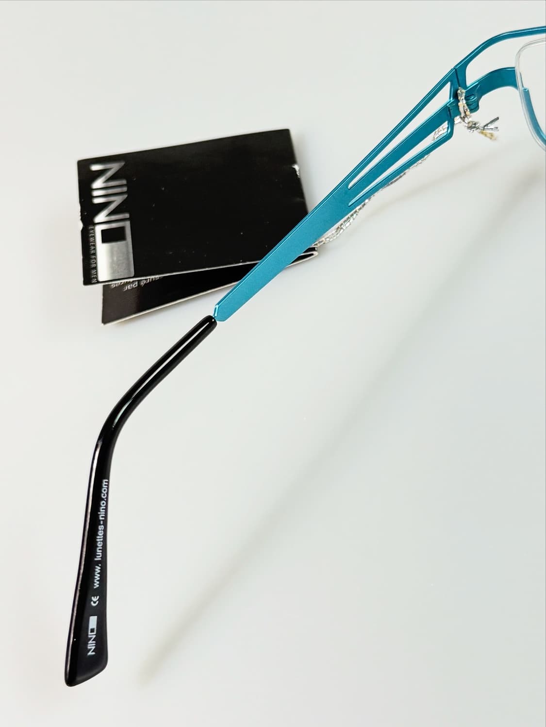 프랑스제 NINO EYEWEAR 블랙블루 메탈릭 스퀘어 빈티지 안경 상품이미지8