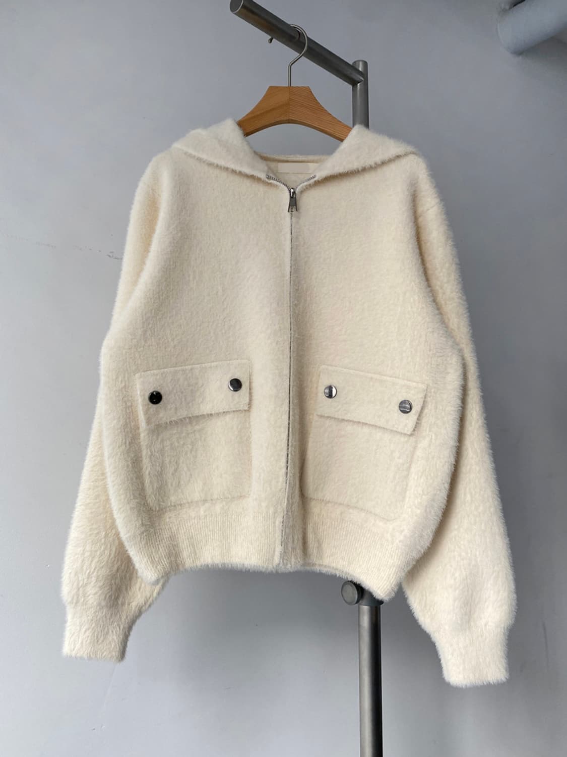 미엔느 mienne 하디 헤어리 후드 니트집업 상품이미지9