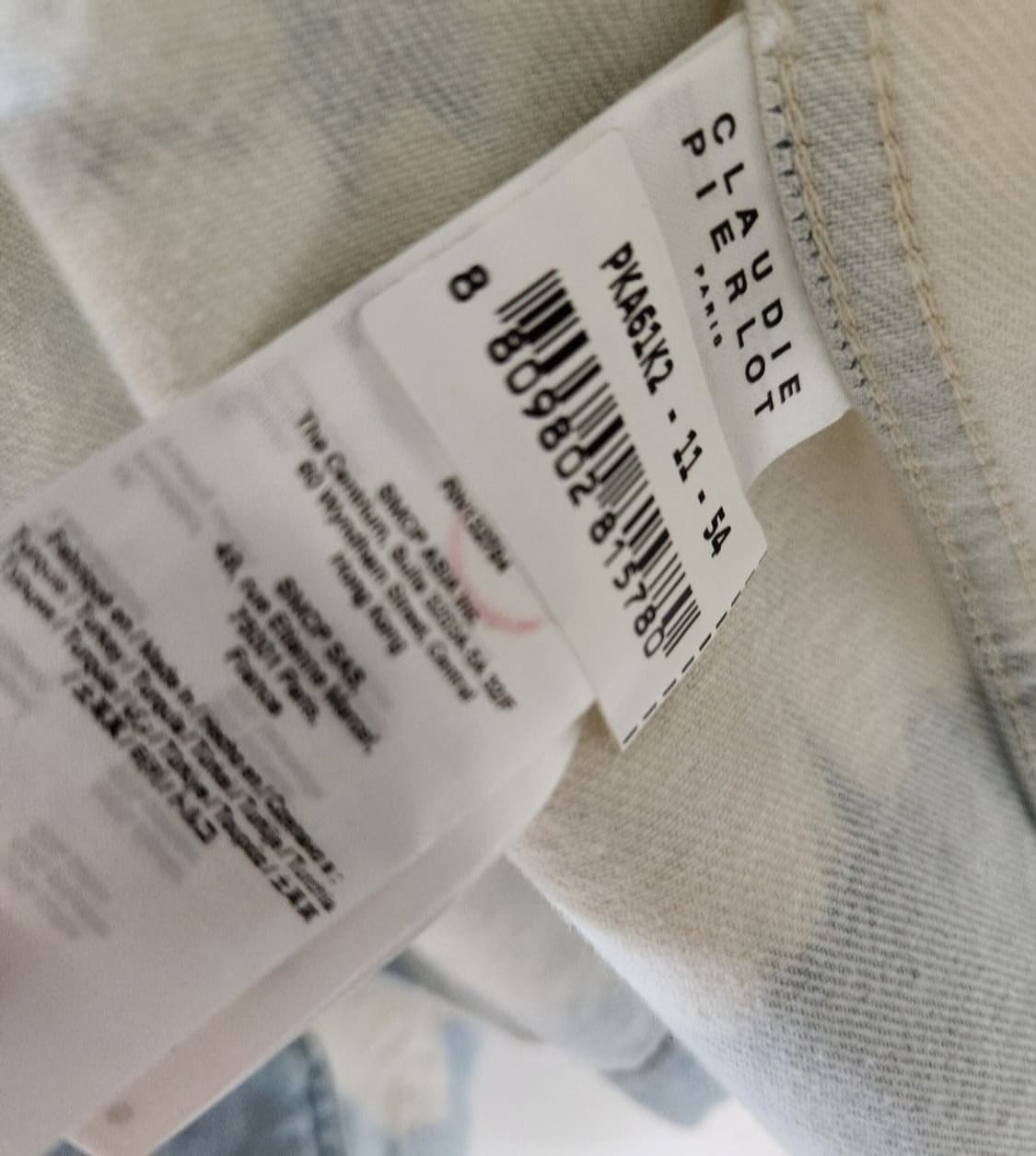 (새상품)끌로디피에로 오픈형 벨티드 워싱 데님자켓 66사이즈 상품이미지8