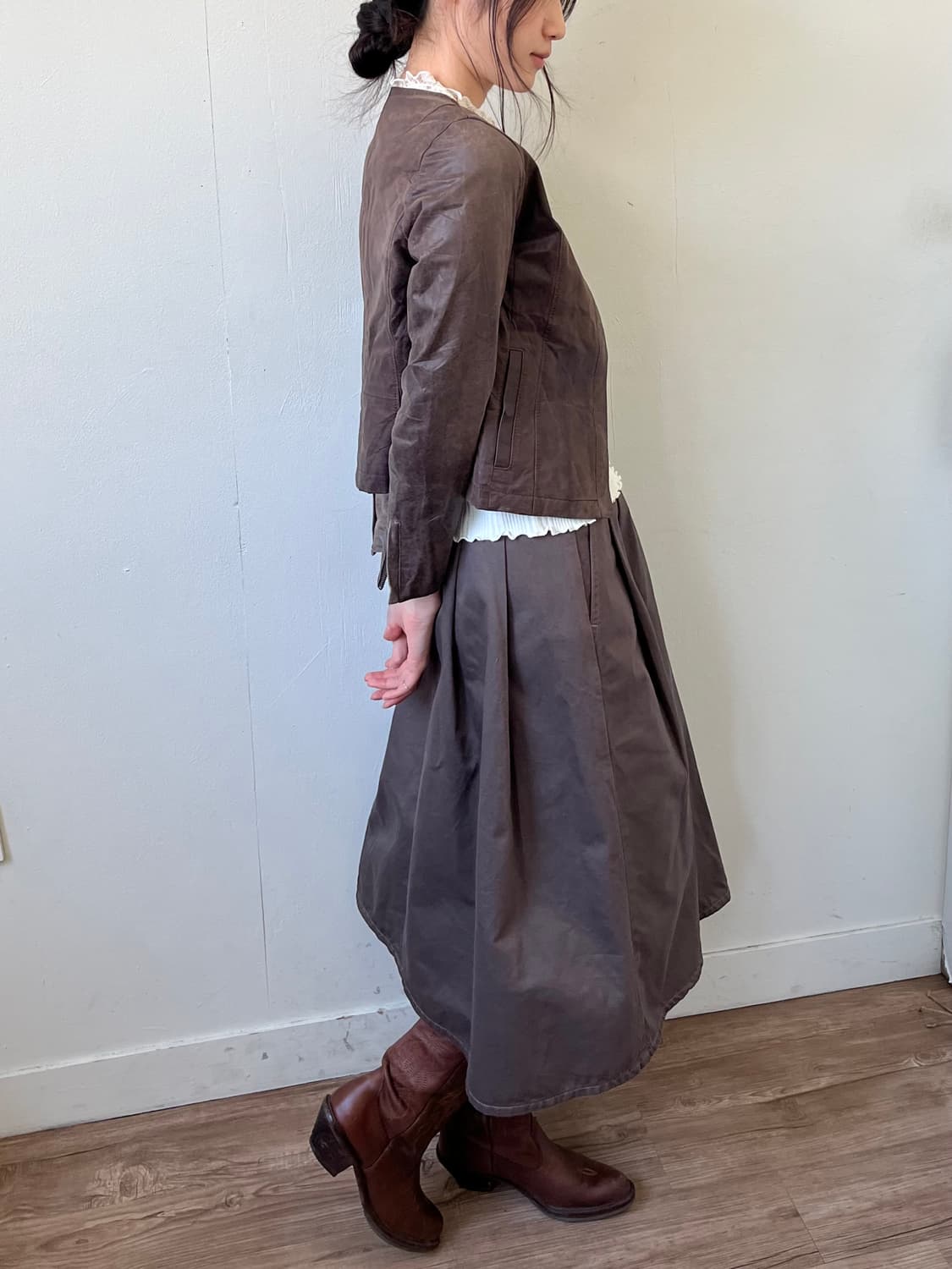 7-ID concept 초코브라운 레더자켓 상품이미지8