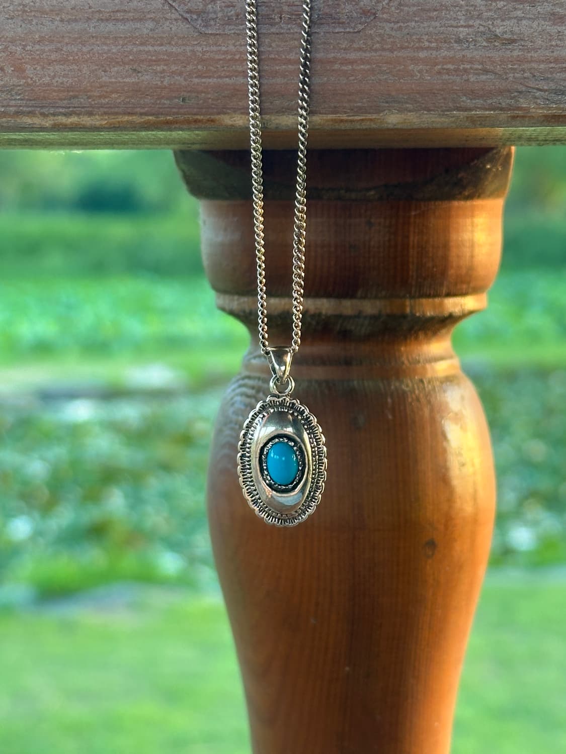 Turquoise Shield Oval 925Silver Necklac  상품이미지4