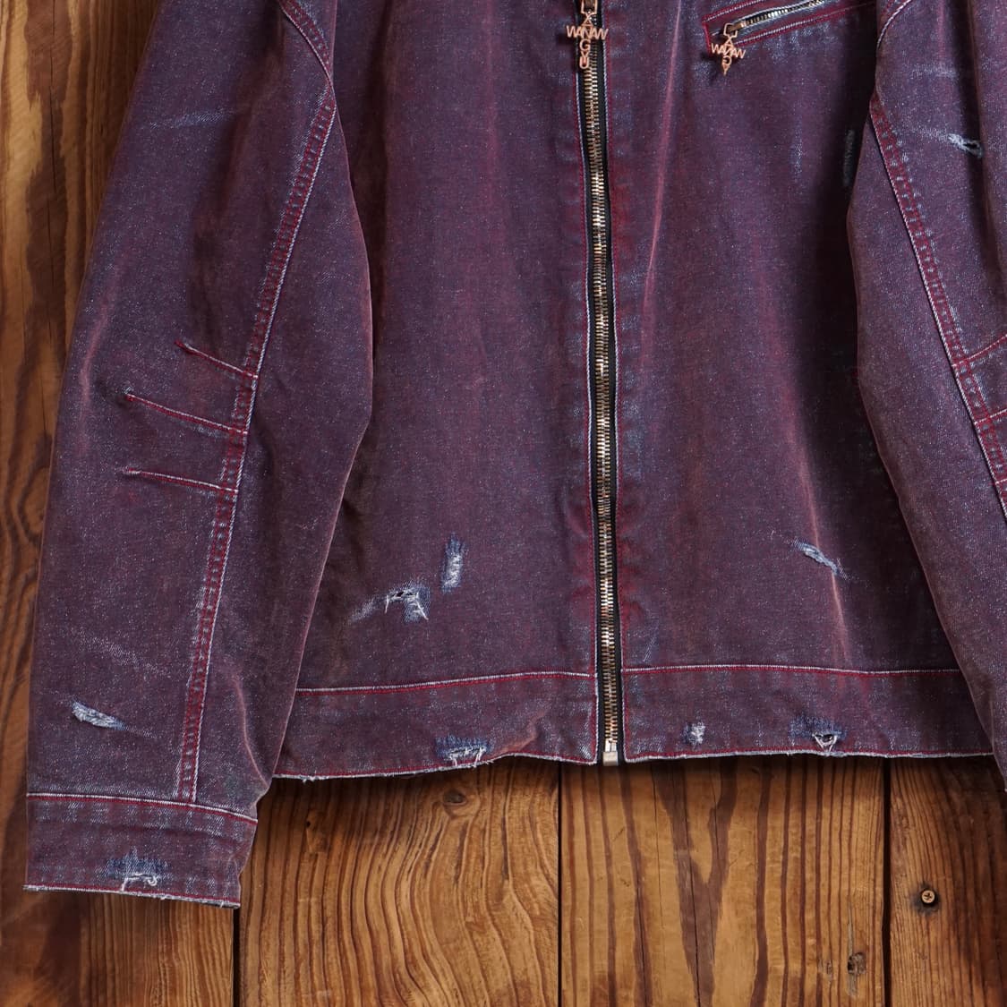 WANGXINGYU 플록 데님 디트로이트 자켓 상품이미지5