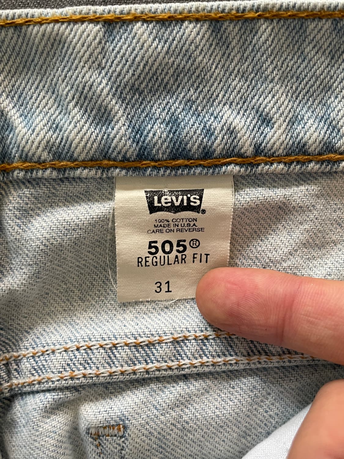 리바이스 505 연청 데님 반바지(오렌지탭) 상품이미지3