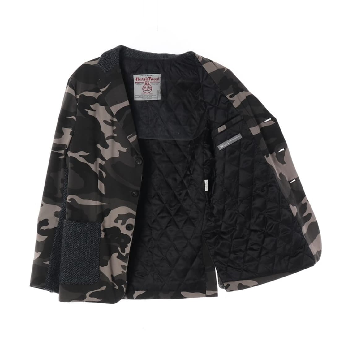 해리스 트위드 헤링본 패치워크 밀리터리 자켓 M 상품이미지2