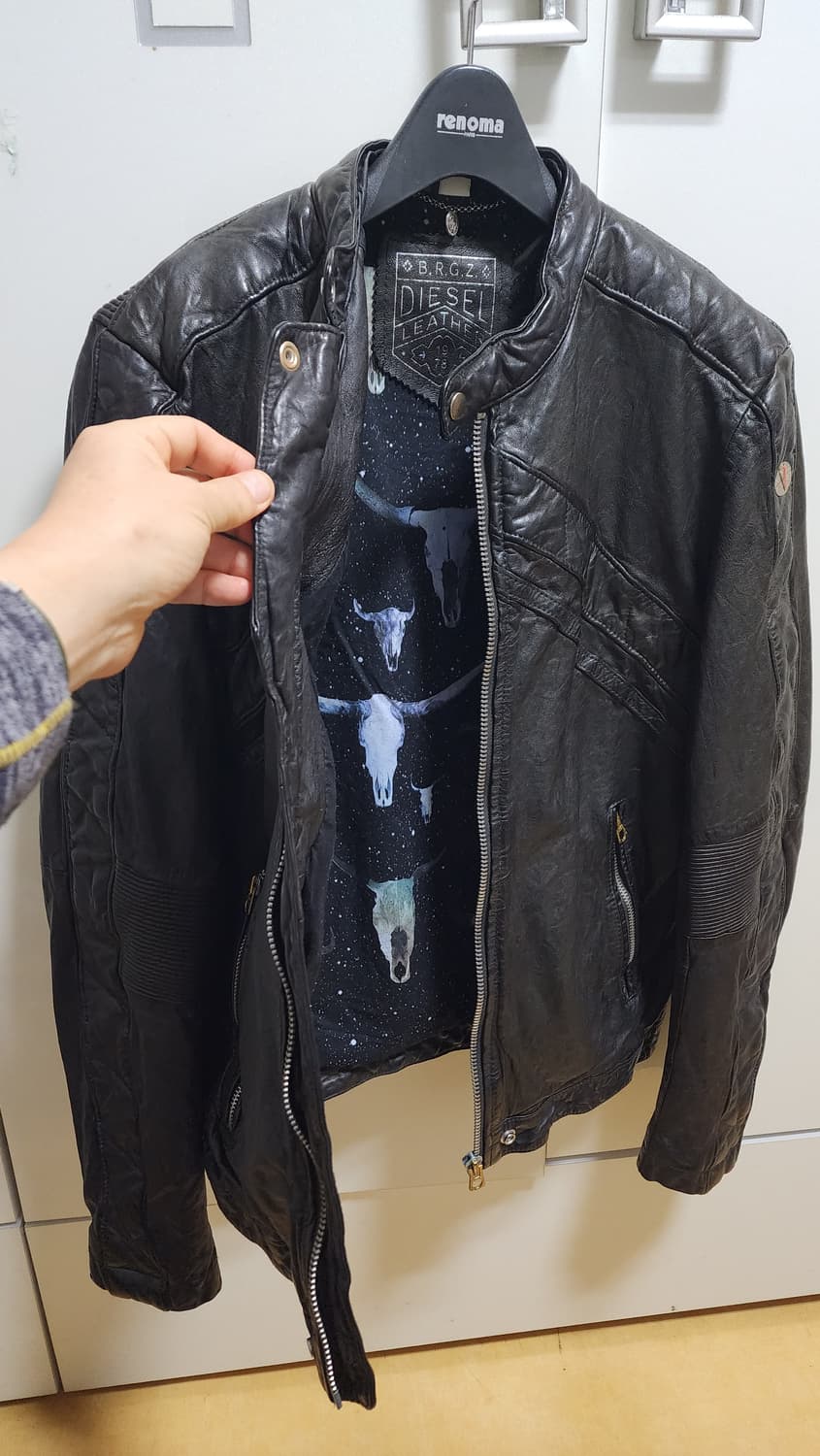 정품 디젤(DIESEL) 레더 가죽 라이더 자켓 상품이미지4