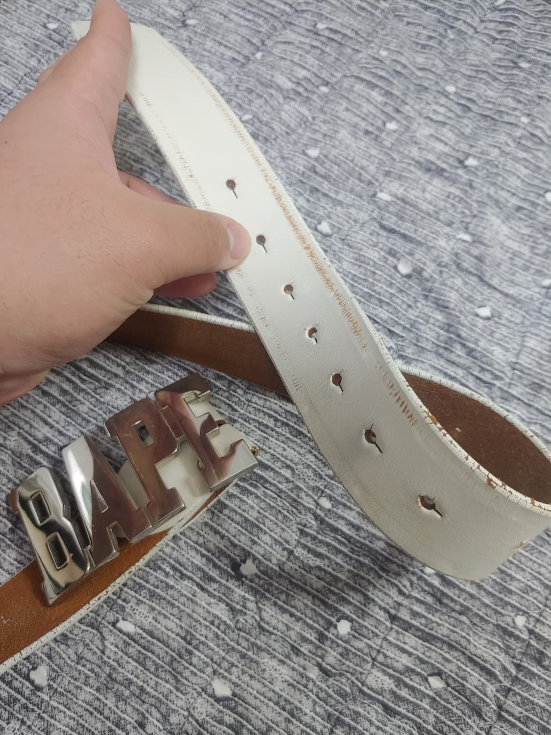 [L]베이프 화이트 레더 OG 벨트 상품이미지2