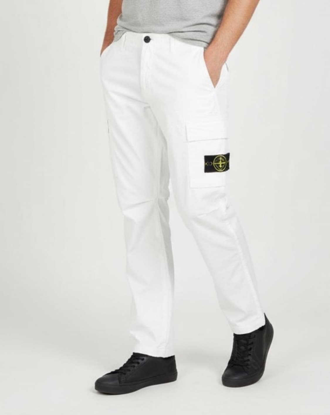 새상품(33)스톤아일랜드 와펜 패치 스트레치 카고 팬츠 화이트 상품이미지6