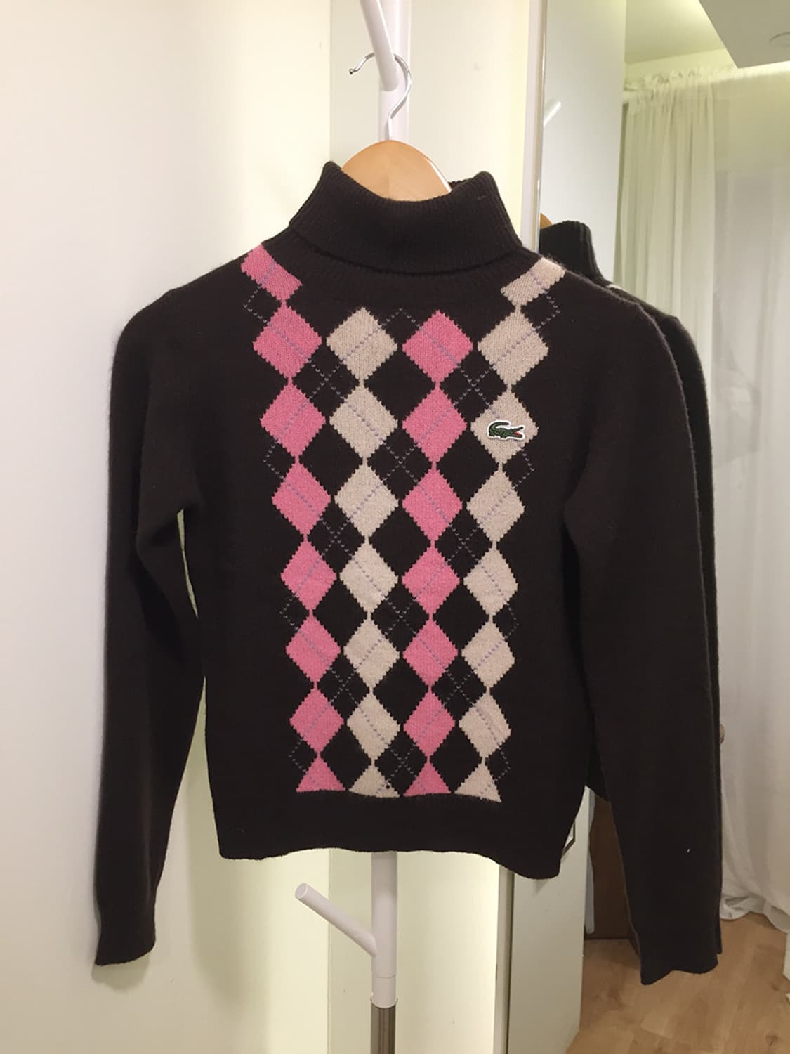 여성 라코스테 아가일패턴 목폴라니트 95 상품이미지4