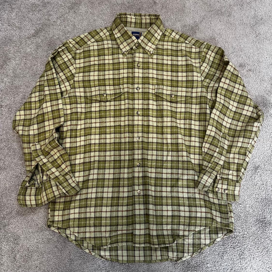 재패니즈vtg 올리브 카키 플란넬 체크 셔츠L 상품이미지3