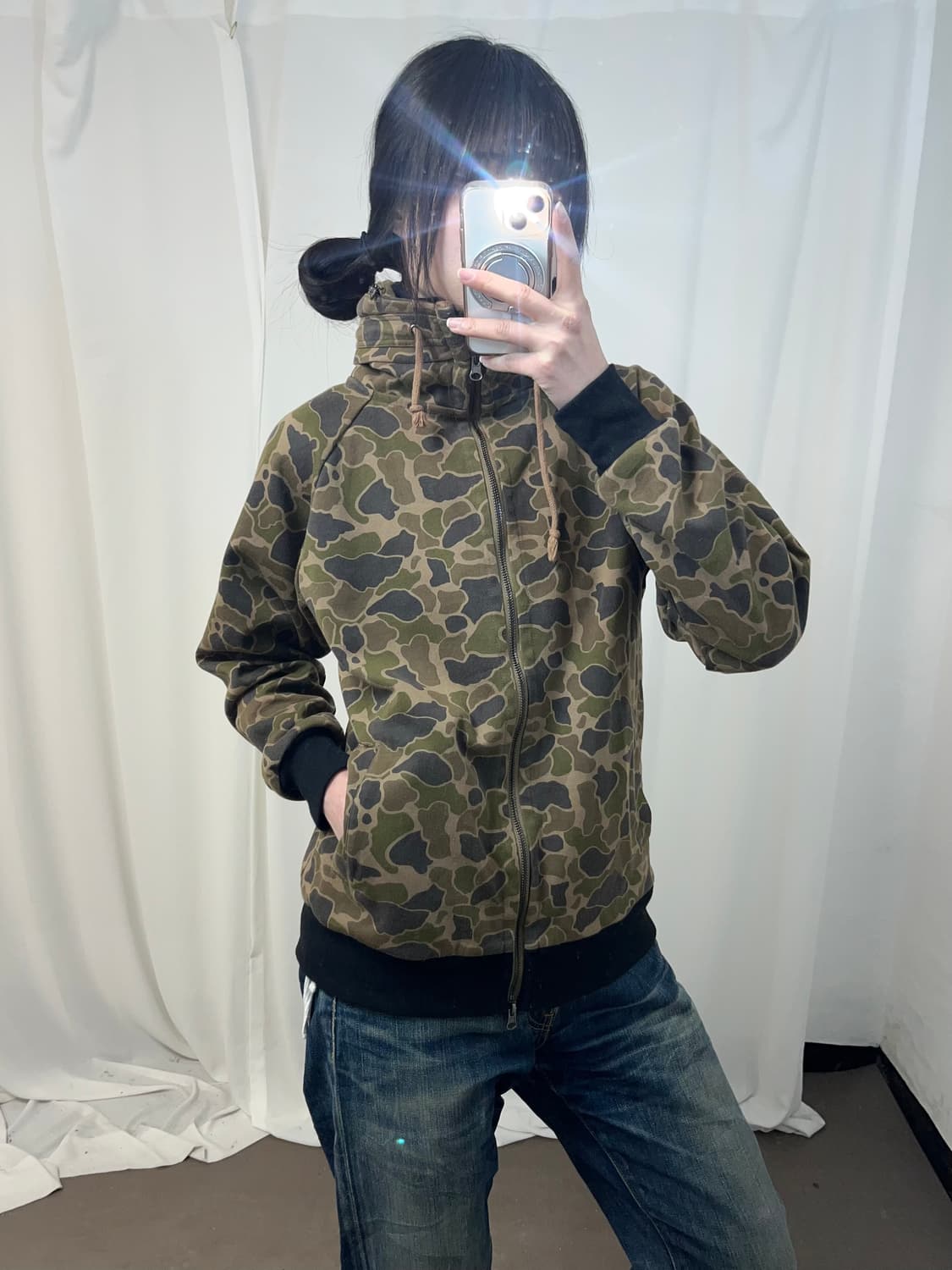 Y2K 카모 하이넥 집업 상품이미지3