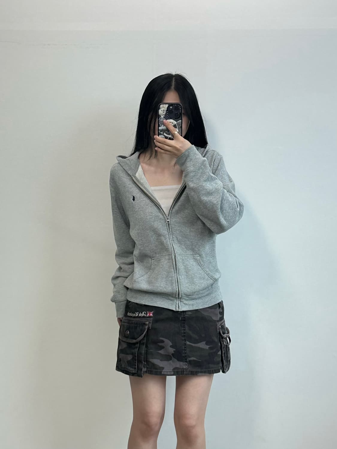 폴로 랄프로렌 자수로고 그레이 후드집업 상품이미지1