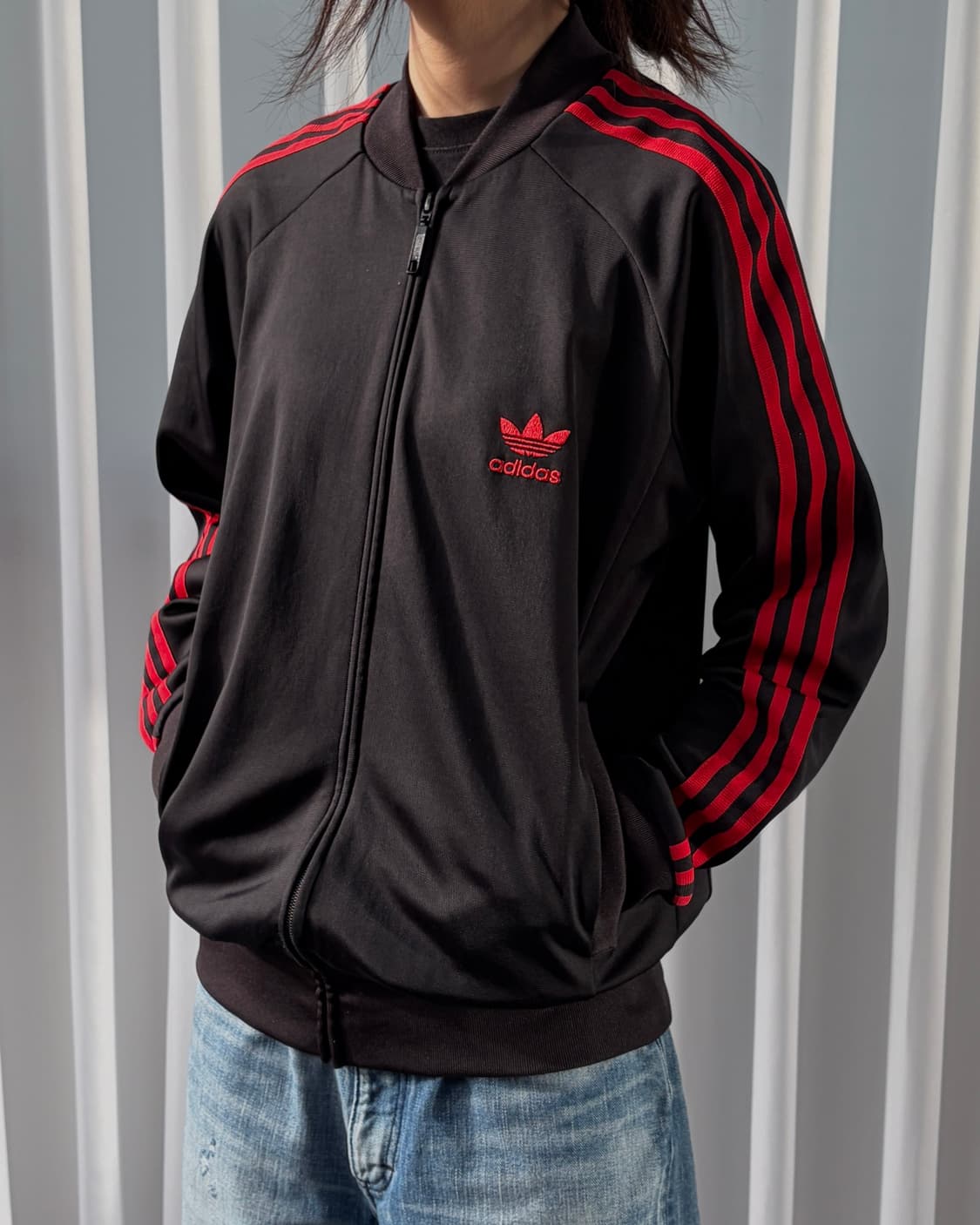 [L]아디다스 슈퍼스타 검빨 블랙 레드 트랙탑 져지 상품이미지1