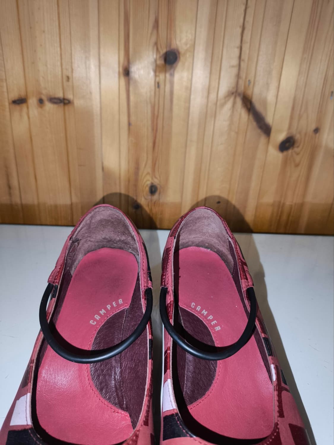 36 230mm 캠퍼 컬러블록 레드가죽 힐 펌프스 5cm 상품이미지5