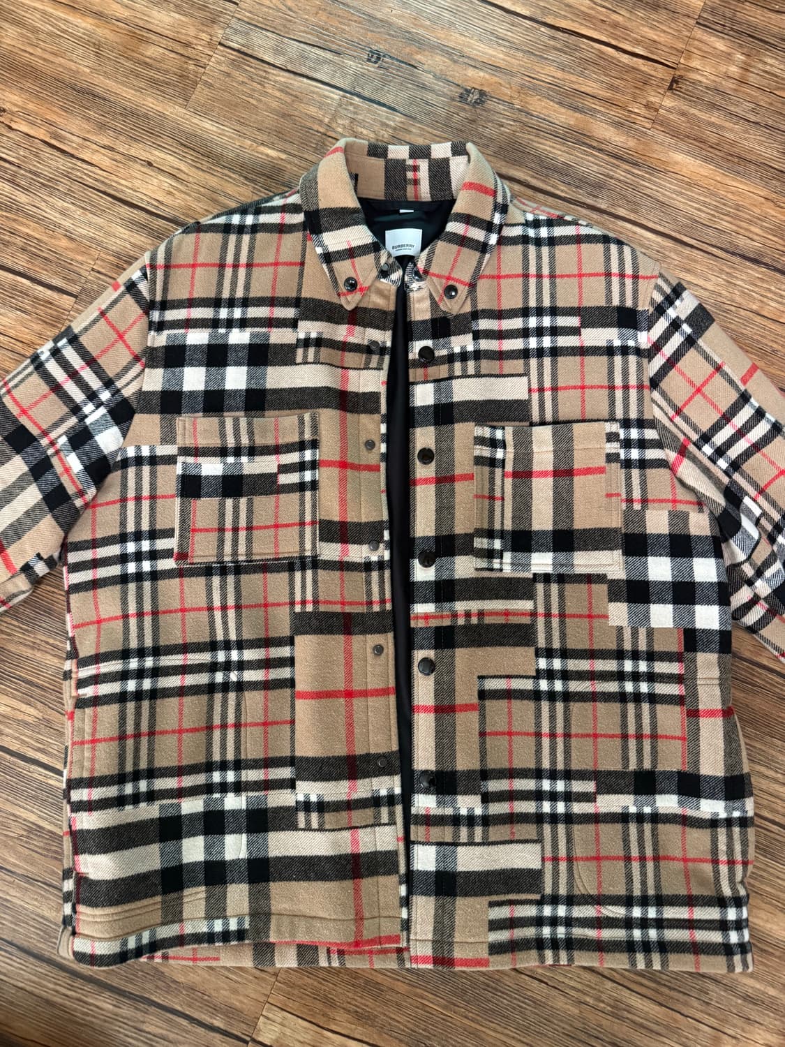 버버리 패치워크 울 오버셔츠 자켓 상품이미지1