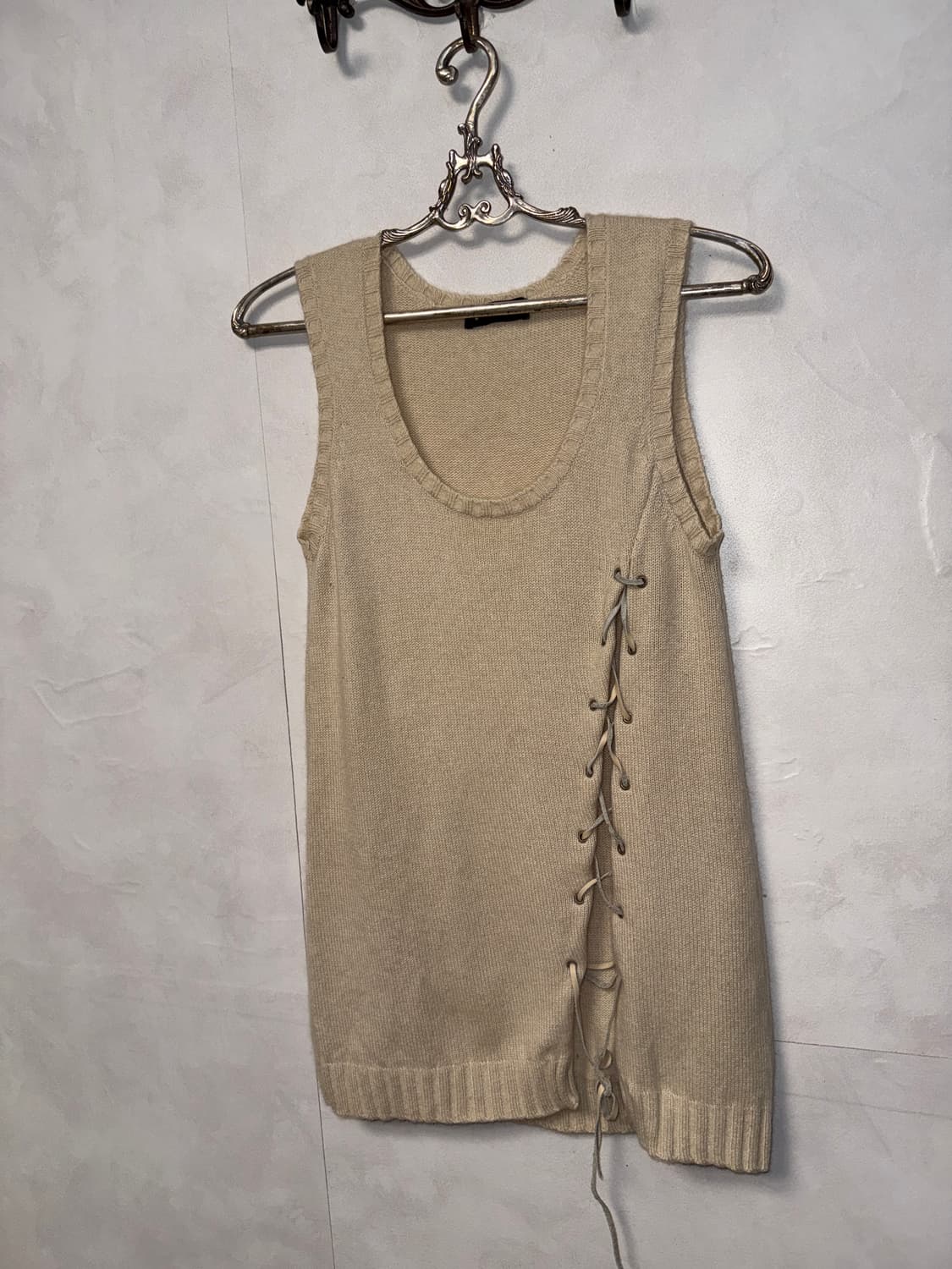 Koji Tachiyama cashmere laceup vest 상품이미지5
