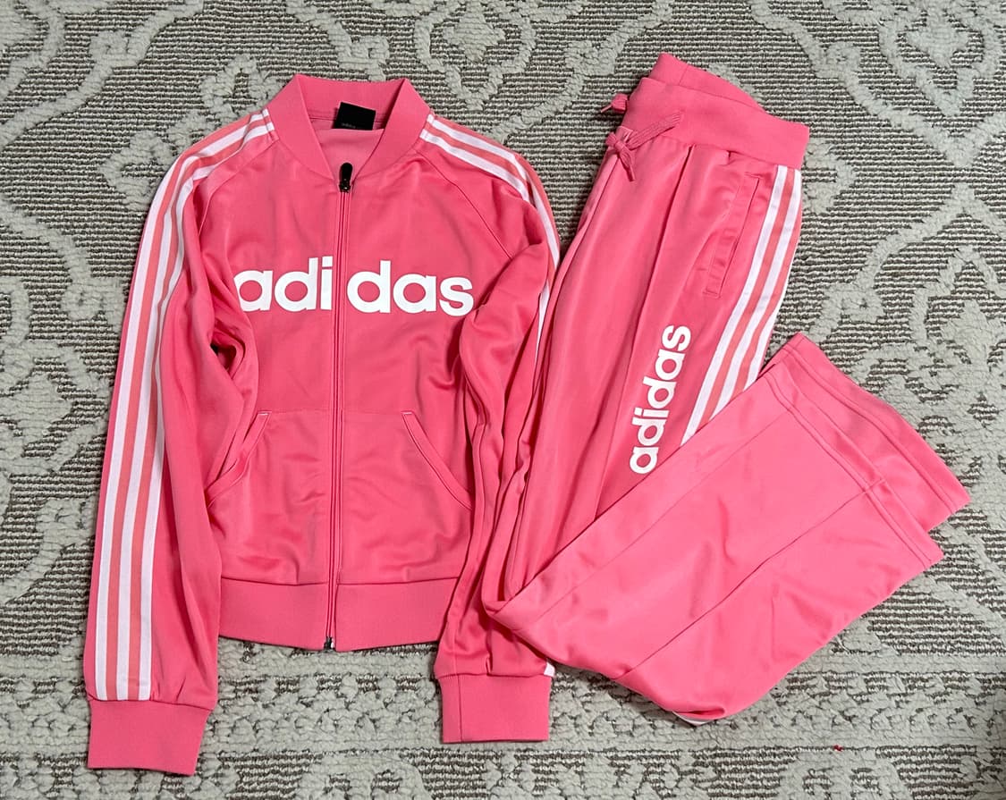 초희귀 아디다스 스펠아웃 핑크 져지 셋업 딱붙핏 세미부츠컷 상품이미지1