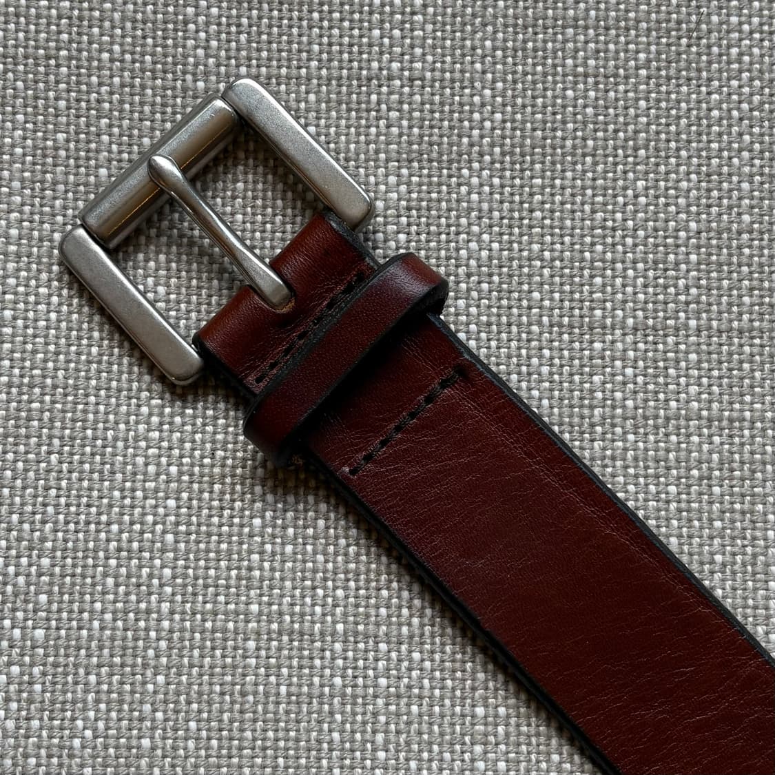 (31) 90s USA 에디바우어 브라운 레더 솔리드 브라스 버클 벨트 상품이미지5